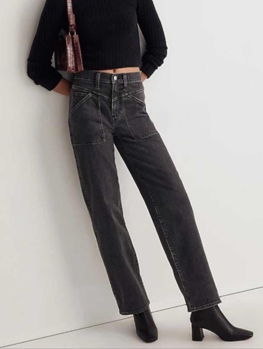 Madewell The Perfect Vintage Wide-Leg Jean Windhaven Wash Patch-Pocket Size 29